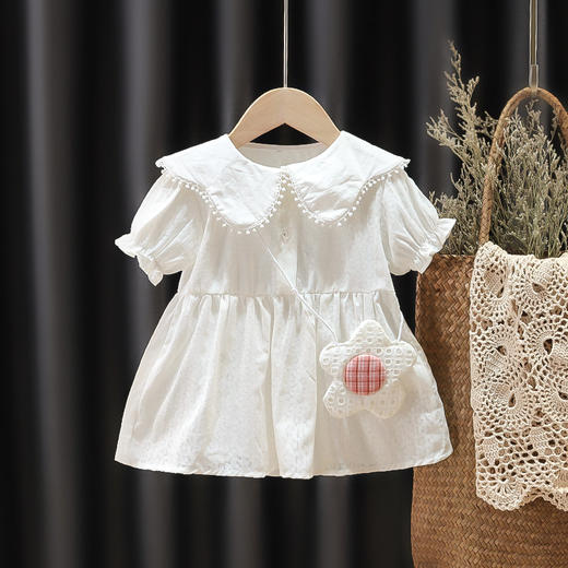 【赠包包】女童韩版可爱短袖连衣裙宝宝夏季薄款福瑞包包花朵公主裙 商品图1