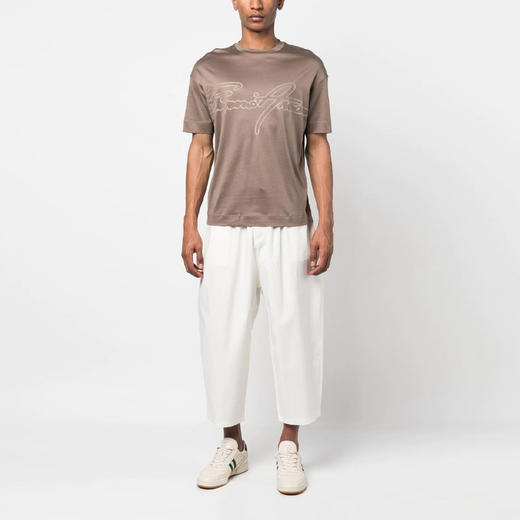 EMPORIO ARMANI 阿玛尼 男士刺绣徽标圆领短袖T恤 卡其色 3R1TV2 1JUVZ 0440 商品图3