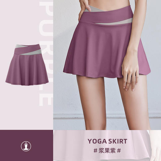 「五款配色！两件套」拼色假两件短裙防走光短裤高弹裸感紧身运动短裙跑步健身套装运动服饰 商品图5