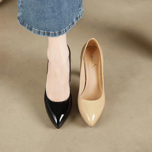 时尚优雅，尖头真皮亮面高跟鞋JH308 商品图6