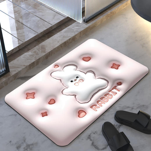 3D立体地垫泡泡膨胀效果天然橡胶软硅藻泥科技布浴室地垫速干防滑 商品图10