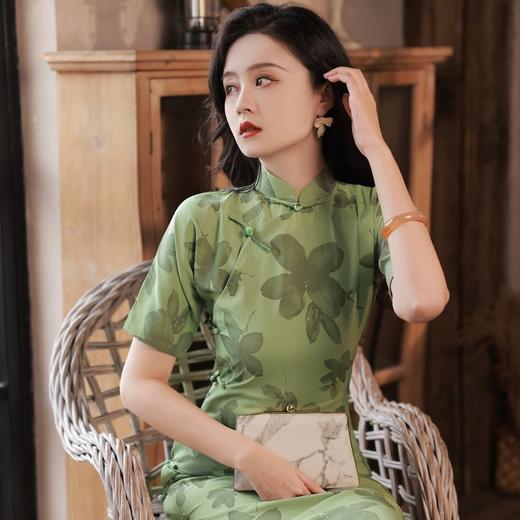 BJS-2158春新款气质优雅复古民国风真开襟旗袍日常可穿年轻款 商品图3