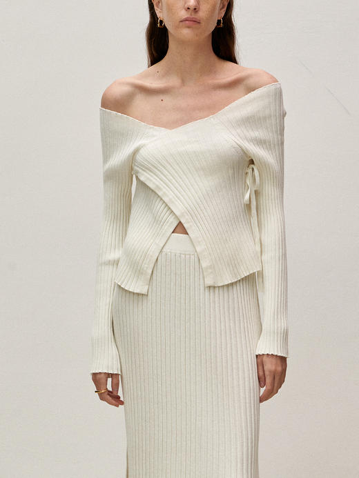 Viktoria Chan | SS23001 Shelby knitted wrap top [ 针织裹身上衣 浅粉 / 黑 / 白 ] 商品图4