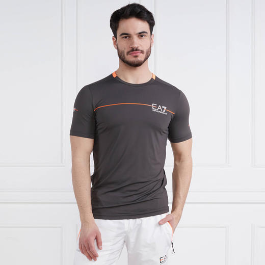 EMPORIO ARMANI EA7 阿玛尼 男士字母徽标印花圆领短袖T恤 深棕色 3RPT30 PJEMZ 1997 商品图0