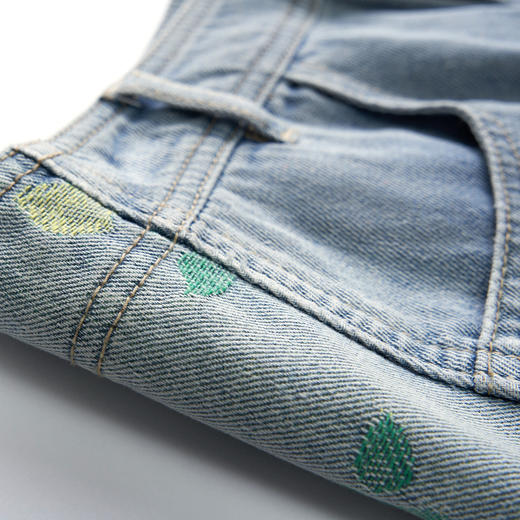 谜底绣花牛仔短裤女2023夏季新款时尚A型修身拼接直筒裤232MK0551 商品图3