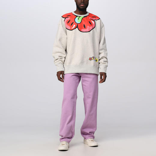 KENZO 高田贤三 男士棉质花朵徽标印花长袖卫衣 灰色 FD55 SW476 4MB 93 商品图3