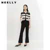 NEELLY纳俪商场同款条纹短袖针织衫女夏季不规则小众修身开衫上衣N23042A01034 商品缩略图1