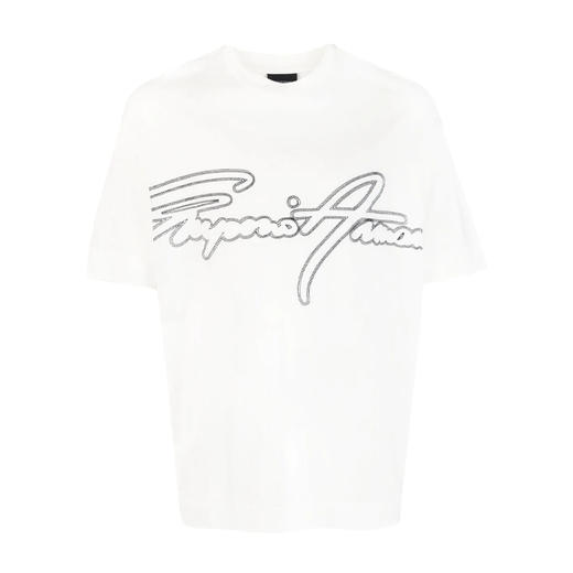 EMPORIO ARMANI 阿玛尼 男士刺绣徽标圆领短袖T恤 白色 3R1TV2 1JUVZ 0101 商品图0