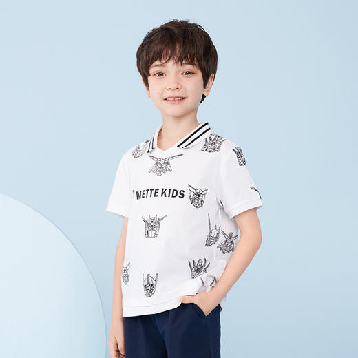 mettekids男童短袖T恤夏季儿童洋气卡通上衣中大童冰感透气polo衫 商品图2