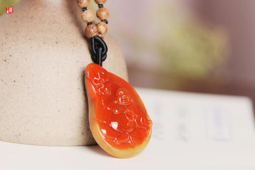 南红 精雕【笑佛】吊坠 配精美编织挂绳 商品图2