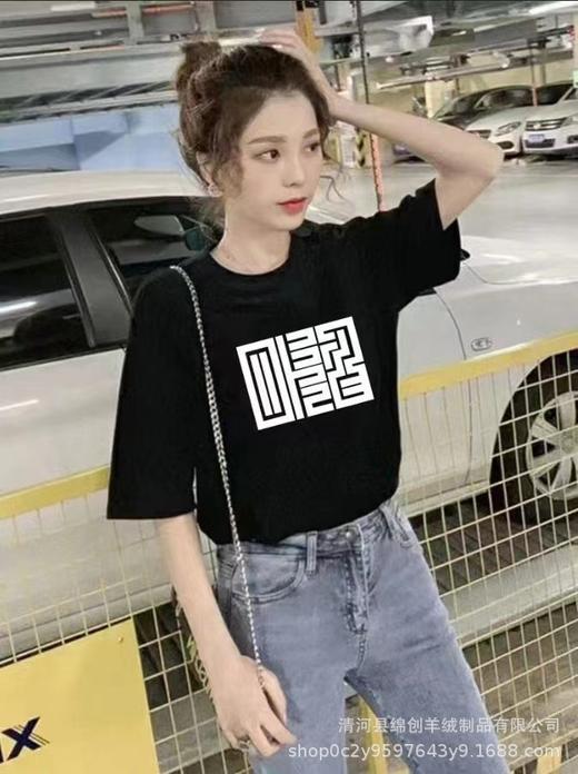 2023春夏季新款100%纯棉短袖ins风潮流情侣印花t恤美式街头百搭 商品图14