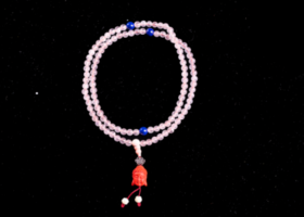 吉祥天地 粉水晶佛珠 象征圆满 合家欢乐