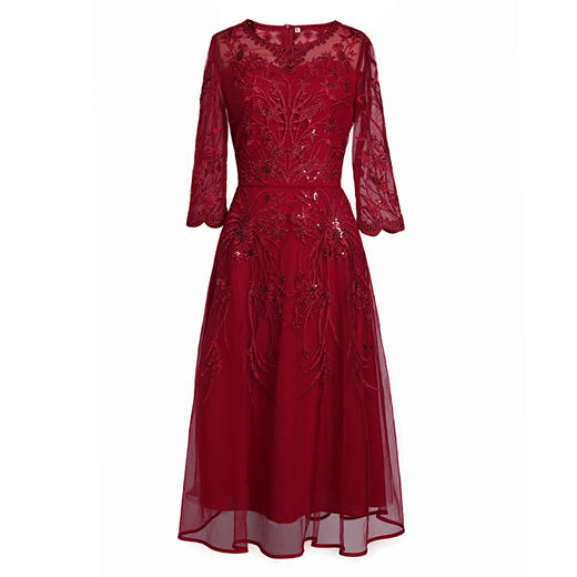 春季新款妈妈装，气质优雅刺绣喜婆婆礼服婚宴连衣裙TQ-9217CC 商品图4