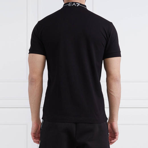 EMPORIO ARMANI EA7 阿玛尼 男士棉质字母徽标印花短袖polo衫 黑色 3RPF18 PJ04Z 1200 商品图1