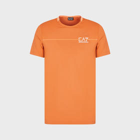 EMPORIO ARMANI EA7 阿玛尼 男士字母徽标印花圆领短袖T恤 橘色 3RPT30 PJEMZ 1662