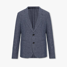 EMPORIO ARMANI 阿玛尼 男士3D效果提花亚麻混纺单排扣夹克休闲外套 蓝色 D41G37 D1058 916