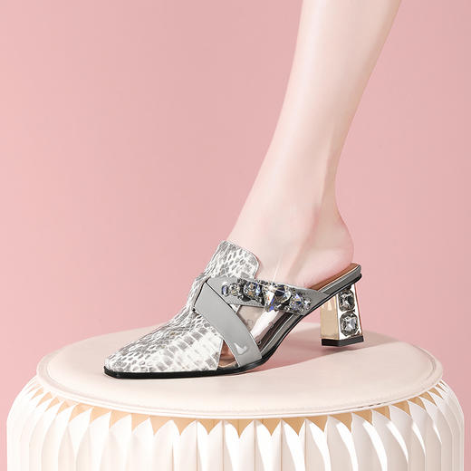 优雅百搭，尖头真皮高跟凉拖YSML-A067-053-1 商品图4