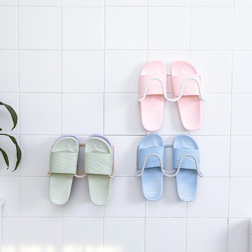 【节省空间 拒绝杂乱】日系简约双层创意粘贴鞋托架置物架 壁挂免打孔厕所墙上沥水收纳神器卫生间置物架 030鞋架浴室拖鞋架子壁挂式鞋子收纳架 商品图1