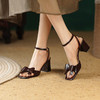 复古优雅，真皮平头蝴蝶结高跟凉鞋YD-A285 商品缩略图0