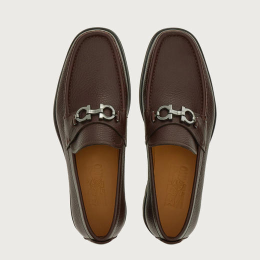 FERRAGAMO 菲拉格慕 男士皮革 GANCIO扣饰 莫卡辛鞋 棕色 757707 商品图1