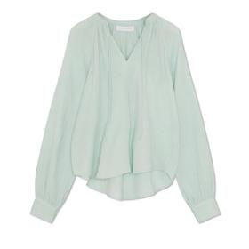 Jonathan Simkhai-Anneka Organic Cotton Gauze Relaxed Tie Front Blouse-Seafoam-乔纳森·希姆凯-女装-海泡蓝