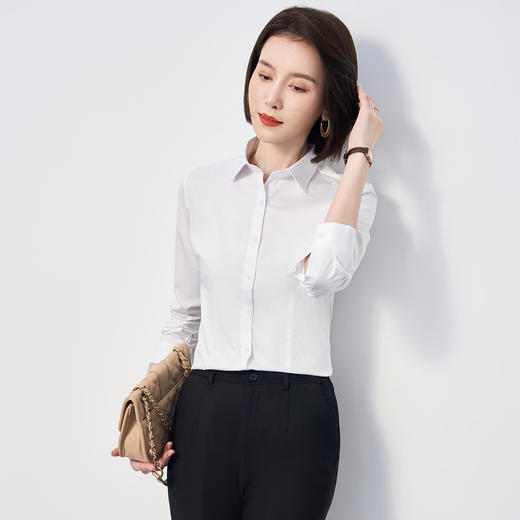 【专柜定制款 竹纤维】罗蒙春夏女装长袖衬衫女士正装商务通勤职业百搭刺绣衬衣女 商品图1