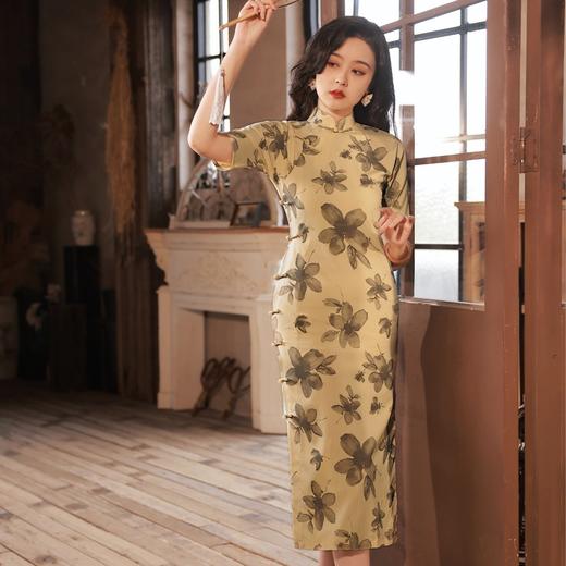 BJS-2158春新款气质优雅复古民国风真开襟旗袍日常可穿年轻款 商品图2