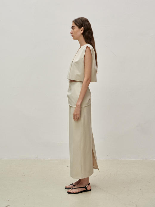 Viktoria Chan | SS23038 Melanie skirt with patch [ 半裙 浅卡其] 商品图4