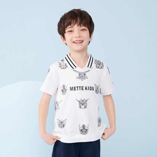 mettekids男童短袖T恤夏季儿童洋气卡通上衣中大童冰感透气polo衫 商品图3