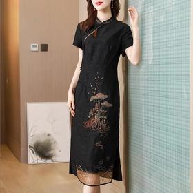 A1225 中国风连衣裙女2023最新款夏季设计感刺绣裙子