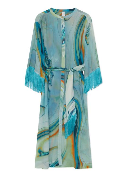 Jonathan Simkhai-Odelia Marble Printed Cover-Ups Mini Dress-Laguna Marble-乔纳森·希姆凯-女装-蓝印花 商品图0