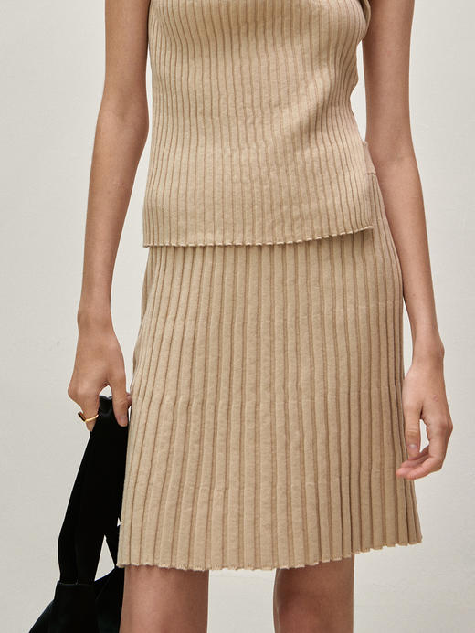 Viktoria Chan | SS23050 Shelby short knit skirt [ 针织半裙 灰 / 卡其 ] 商品图2