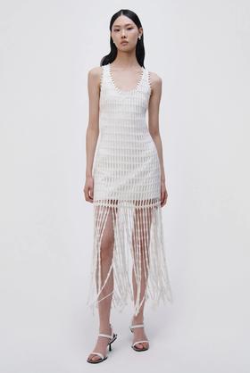 Jonathan Simkhai - Janette Cotton Mesh Midi Dress-Natural-乔纳森·希姆凯-女装-白色