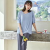 【MUJI同款短袖带胸垫家居服】女士夏季莫代尔睡衣带胸垫，防凸点短袖家居服套装 商品缩略图1