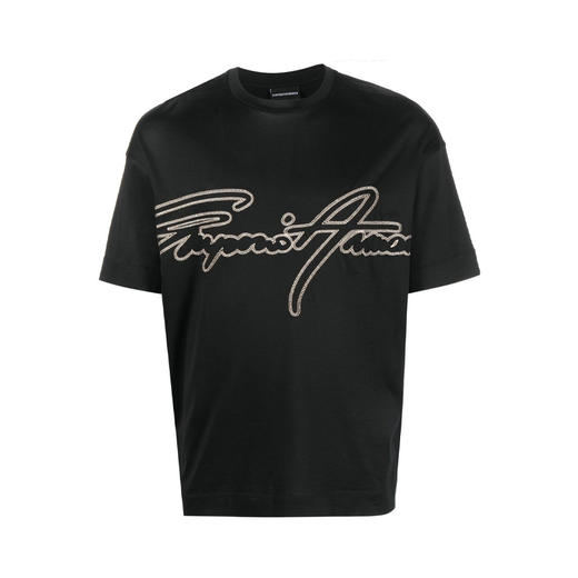 EMPORIO ARMANI 阿玛尼 男士刺绣徽标圆领短袖T恤 黑色 3R1TV2 1JUVZ 0999 商品图0