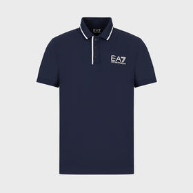 EMPORIO ARMANI EA7 阿玛尼 男士棉质字母徽标印花短袖polo衫 蓝色 3RPF17 PJ03Z 1554