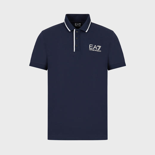EMPORIO ARMANI EA7 阿玛尼 男士棉质字母徽标印花短袖polo衫 蓝色 3RPF17 PJ03Z 1554 商品图0