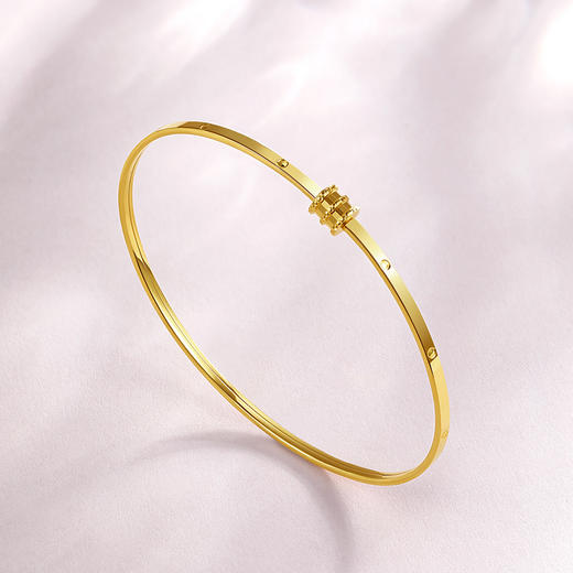 周六福18k金手镯女小蛮腰多彩极简空心螺丝扣镯子送女友旗舰店 商品图2