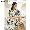 NEELLY纳俪商场同款气质印花连衣裙女不对称领口灯笼袖A字裙中长N23044Y03303 商品缩略图2