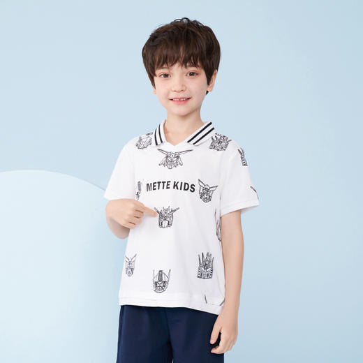 mettekids男童短袖T恤夏季儿童洋气卡通上衣中大童冰感透气polo衫 商品图0