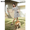 NEELLY纳俪商场同款方领泡泡袖连衣裙女夏季镂空刺绣收腰A字裙潮N23044Y04403 商品缩略图0