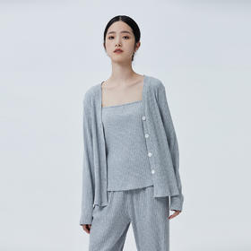 简约舒适   BLEO罗纹针织背心长裤开衫三件套装