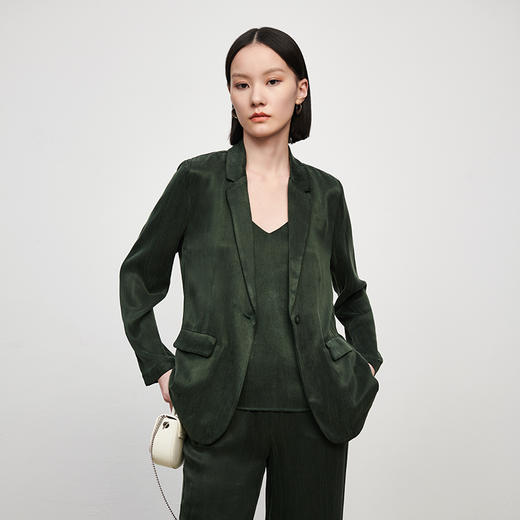新款铜氨丝休闲西装外套女薄款套装垂感吊带裤子高端三件套 商品图1