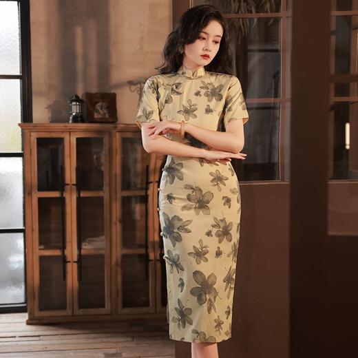 BJS-2158春新款气质优雅复古民国风真开襟旗袍日常可穿年轻款 商品图1
