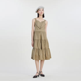 谜底吊带连衣裙2023夏季新款时尚立体感爱心中长裙塔裙232ML0645