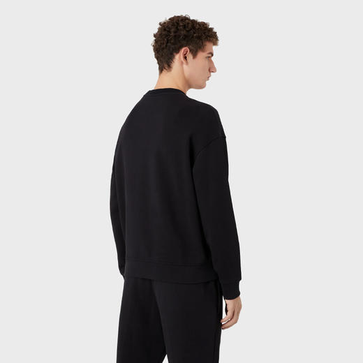 EMPORIO ARMANI 阿玛尼 男士棉质带压花超大徽标边框的厚实针织运动衫卫衣 深蓝色 3R1MDJ 1JWPZ 09J9 商品图2