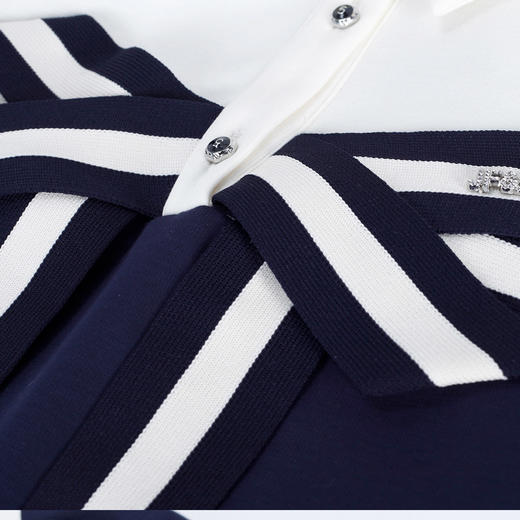 NF8W7斯尔丽瑟俪2023春夏新款时尚撞色蝴蝶结拼接连衣裙 商品图4