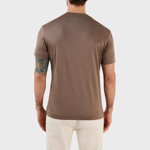 EMPORIO ARMANI 阿玛尼 男士刺绣徽标圆领短袖T恤 咖啡色 3R1TV4 1JUVZ 0440 商品图2