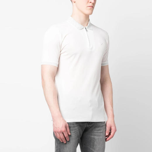 EMPORIO ARMANI 阿玛尼 男士棉质刺绣徽标短袖polo衫 白色 3R1F75 1JTKZ 0101 商品图1