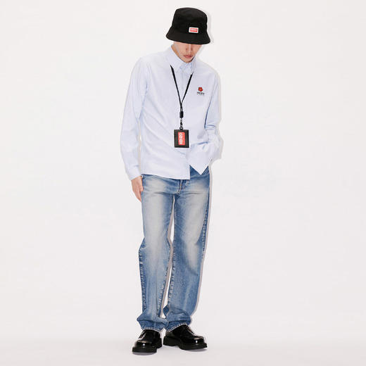 【二】KENZO 高田贤三 男士棉质“BOKE FLOWER”徽章刺绣休闲长袖衬衫 浅蓝色 FD55 CH410 9LO 64 商品图3